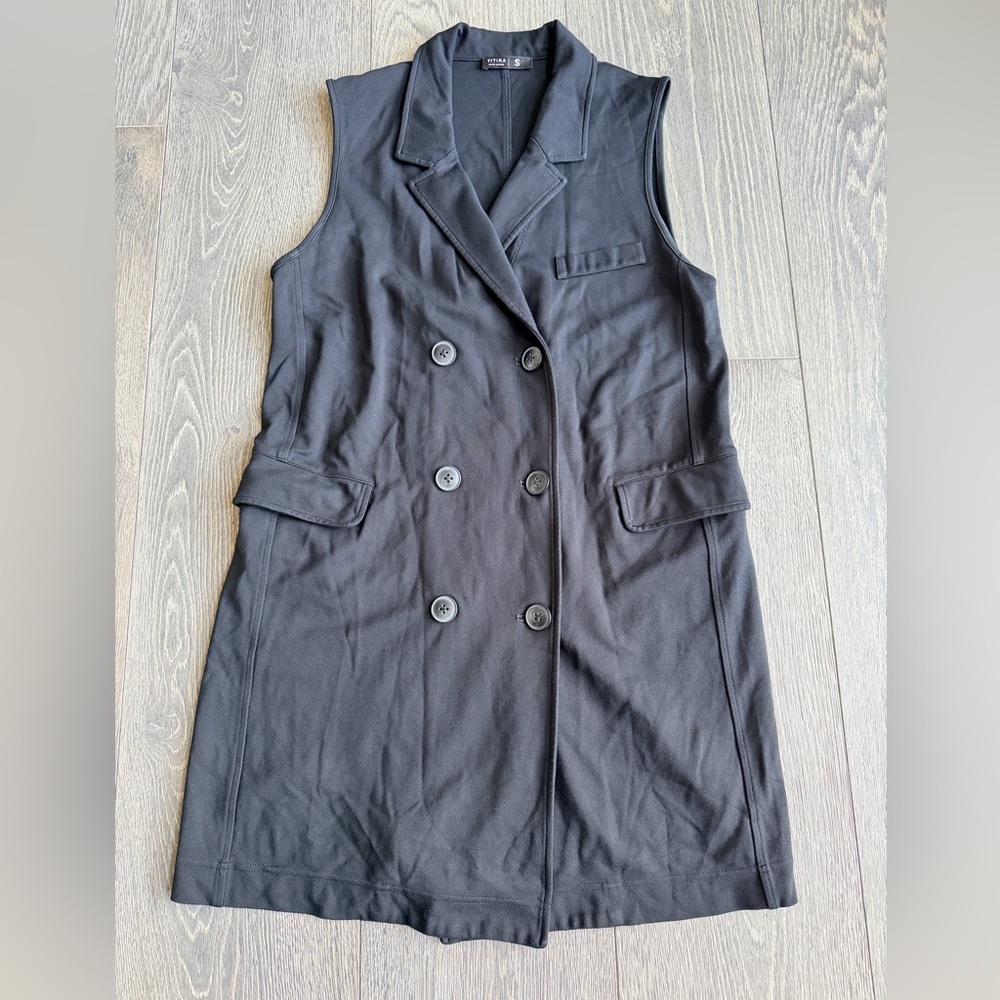 Titika Active Couture Double Breasted Sleeveless Suit Dress in Black Size Small